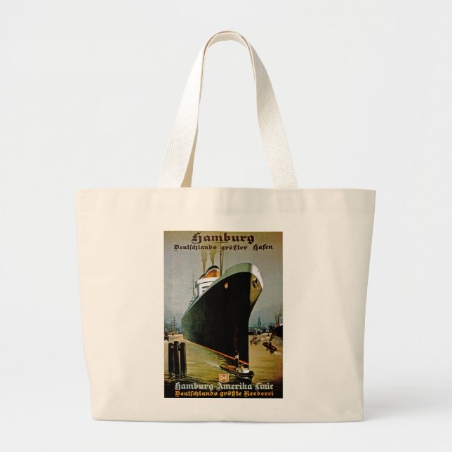 Bolsa Tote Grande Hamburg-Amerika Line (Frente)