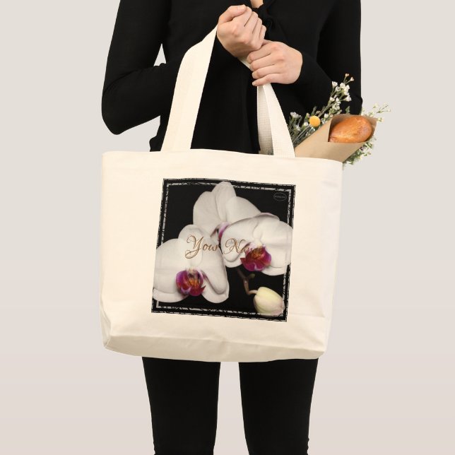 Bolsa Tote Grande HAMbyWG - Orquídeas Brancas (Frente (produto))