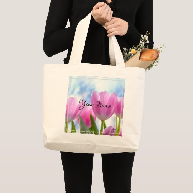 Bolsa Tote Grande HAMbyWG - Tulipas Rosa (Frente (produto))