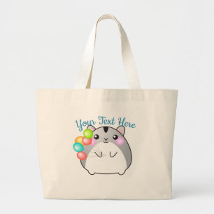 Bolsa Tote Grande Hamster de Kawaii, Cinza bonita