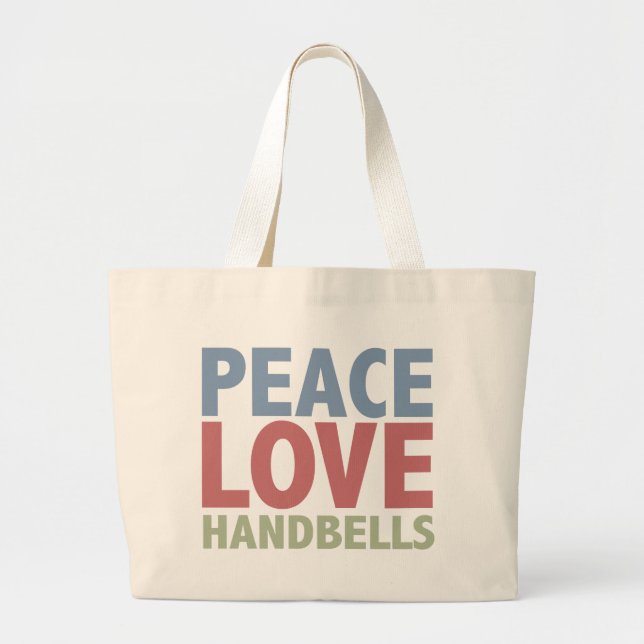 Bolsa Tote Grande Handbells do amor da paz (Frente)