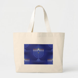 Bolsa Tote Grande hanukkah feliz azul