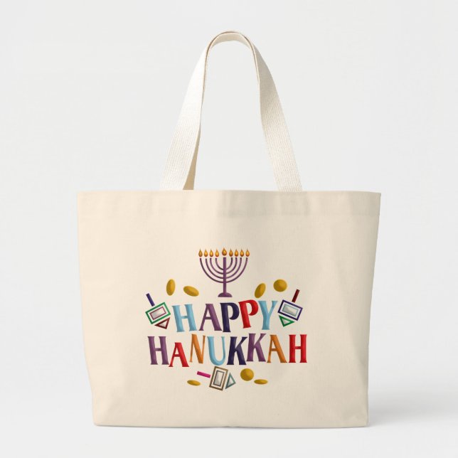 Bolsa Tote Grande Happy Hanukkah (Frente)