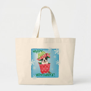Bolsa Tote Grande Happy Howliday Boston Terrier