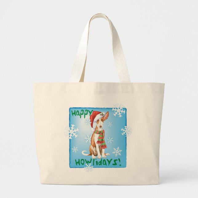 Bolsa Tote Grande Happy Howliday Ibizan Hound (Frente)