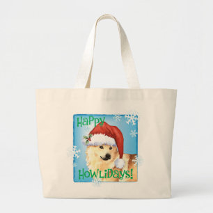 Bolsa Tote Grande Happy Howliday Norueguês Buhund