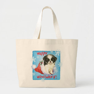 Bolsa Tote Grande Happy Howlidays Japonês Chin