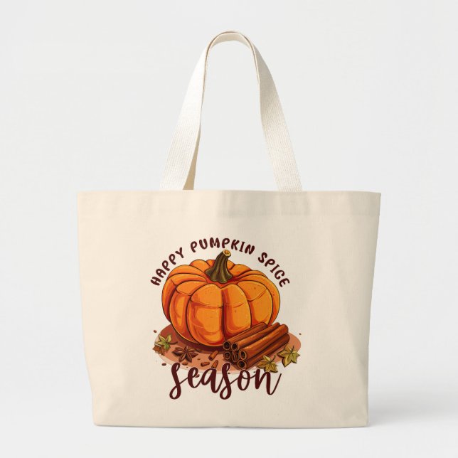 Bolsa Tote Grande Happy Pumpkin Spice Season (Frente)