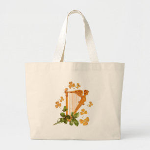 Bolsa Tote Grande Harpa irlandesa dourada