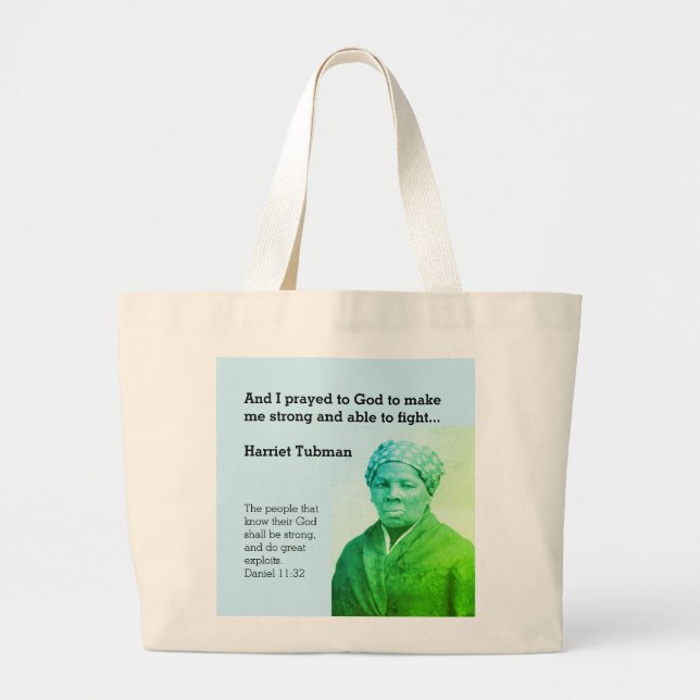 Bolsa Tote Grande HARRIET TUBMAN Citação Personalizada BLUE (Frente)