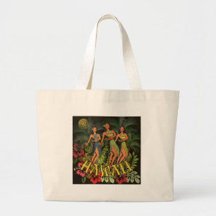 Bolsa Tote Grande Hawaii Aloha Palm Hula Art Design