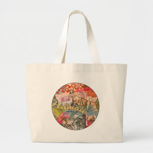Bolsa Tote Grande Hawaii Hula Viagem Flower Vintage