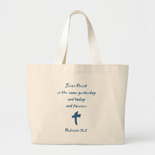 Bolsa Tote Grande Hebraico 13,8 Jesus Cristo é o mesmo ontem...