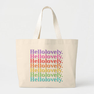 Bolsa Tote Grande 'Hellolovely.' Estética Listrada Retrô
