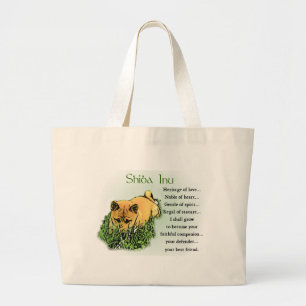Bolsa Tote Grande Herança de Shiba Inu de presentes do amor
