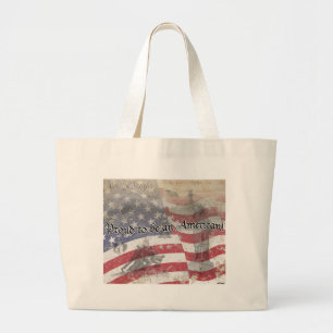 Bolsa Tote Grande Heróis dos EUA orgulhosos ser um americano! vinta