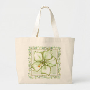 Bolsa Tote Grande Hibiscus & lace WHITE