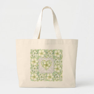 Bolsa Tote Grande Hibiscus & lace WHITE