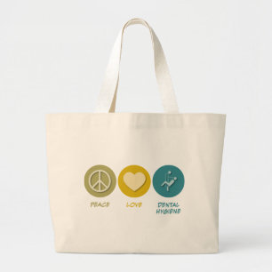 Bolsa Tote Grande Higiene dental do amor da paz
