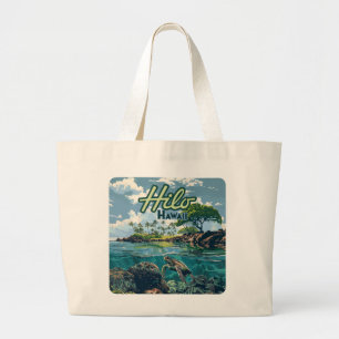 Bolsa Tote Grande Hilo Hawaii Big Island Turtle Beach Vintage