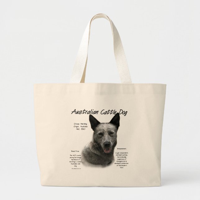 Bolsa Tote Grande História Azul Australiana do Cão; ACD Azul (Frente)