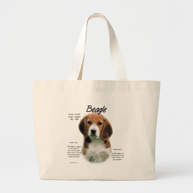 Bolsa Tote Grande História Da Beagle; Tudo Sobre Beagles (Frente)