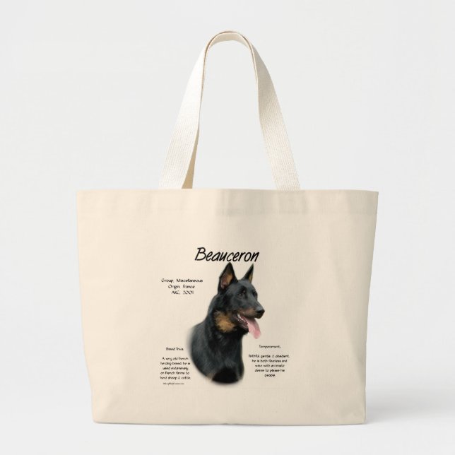 Bolsa Tote Grande História de Beauceron; Tudo Sobre Belas (Frente)