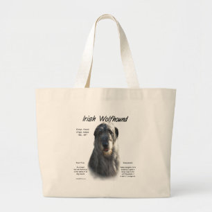 Bolsa Tote Grande História do Wolfhound Irlandês da cinza