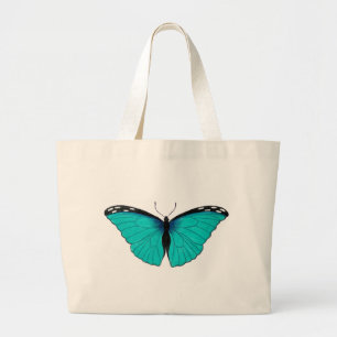 Bolsa Tote Grande História Natural Borboleta Azul no Saco de Tote