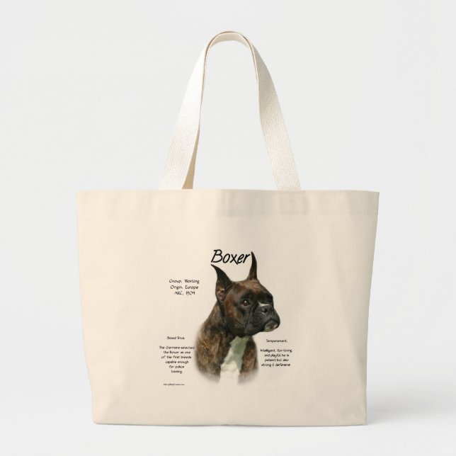 Bolsa Tote Grande Histórico de Boxer do Brindle (Frente)