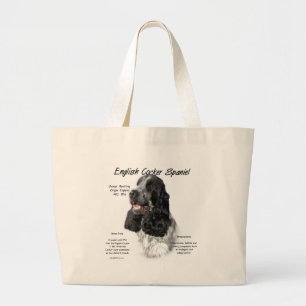 Bolsa Tote Grande Histórico de Spaniel de Cocker em Partiinglês