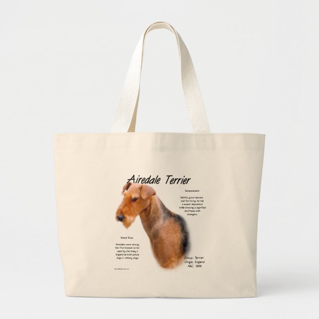 Bolsa Tote Grande Histórico de Terrier Airedale (Frente)