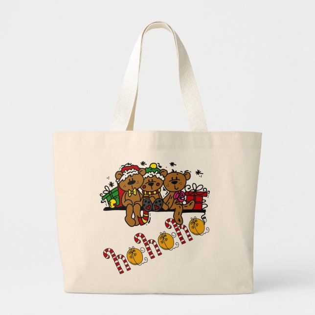 Bolsa Tote Grande Ho Ho Ho Teddy Bears (Frente)