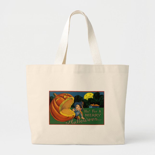 Bolsa Tote Grande Ho! Para um Halloween Feliz! (Frente)