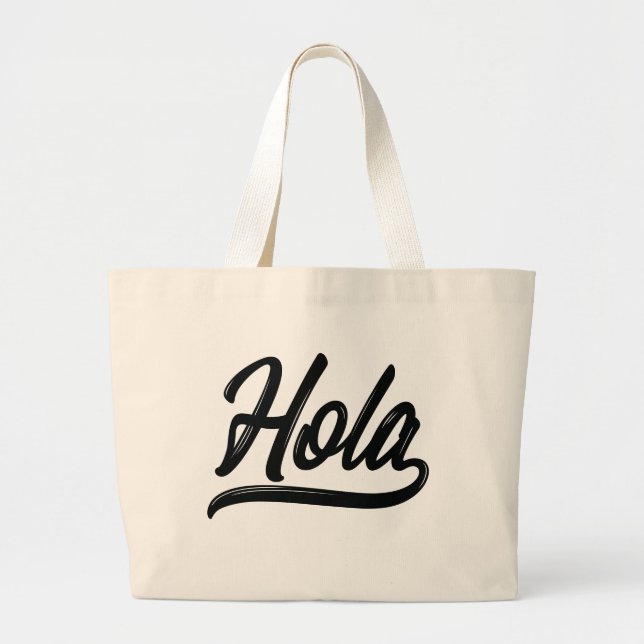Bolsa Tote Grande Hola Script (Preto) (Frente)