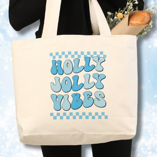 Bolsa Tote Grande Holly Jolly vibes, Retro Natal