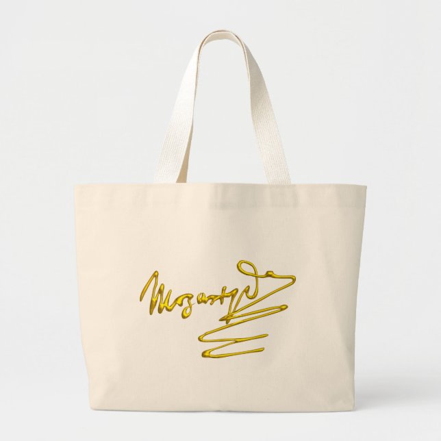 Bolsa Tote Grande HOMAGEM A MOZART Assinatura Dourada Do Compositor  (Frente)