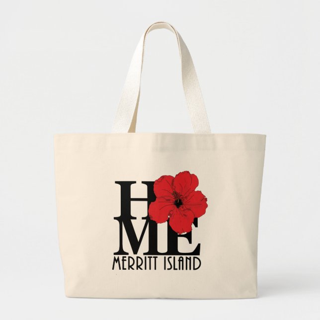 Bolsa Tote Grande HOME Merritt Island Red Hibiscus (Frente)