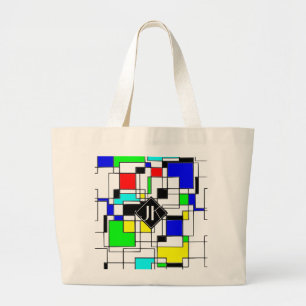 Bolsa Tote Grande Homenagem Aleatória aos quadrados a Mondrian