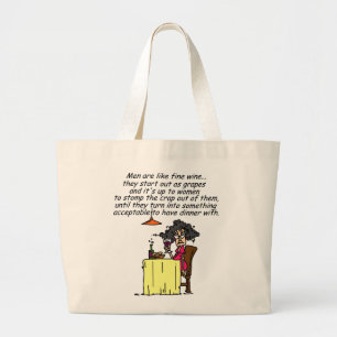 Bolsa Tote Grande Homens e Inglês Humor do Vinho