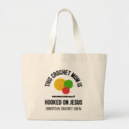 Bolsa Tote Grande HOOKED ON JESUS Crochet Mom Yarn