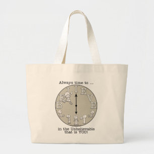 Bolsa Tote Grande Hora de Acreditar-Menino e Relógio