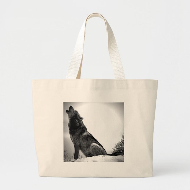 Bolsa Tote Grande Howling Wolf in Snow (Frente)