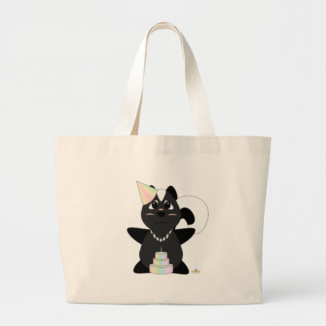Bolsa Tote Grande Huggable Pastel Birthday Skunk (Frente)