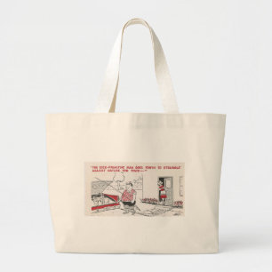 Bolsa Tote Grande Humor da comida de pesca do homem do vintage