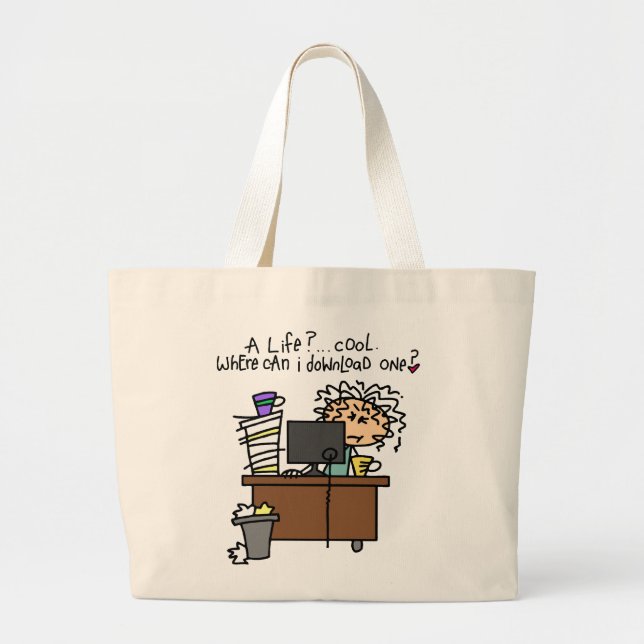 Bolsa Tote Grande Humor da vida da transferência (Frente)