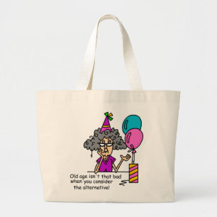 Bolsa Tote Grande Humor de Alternativo de Aniversário