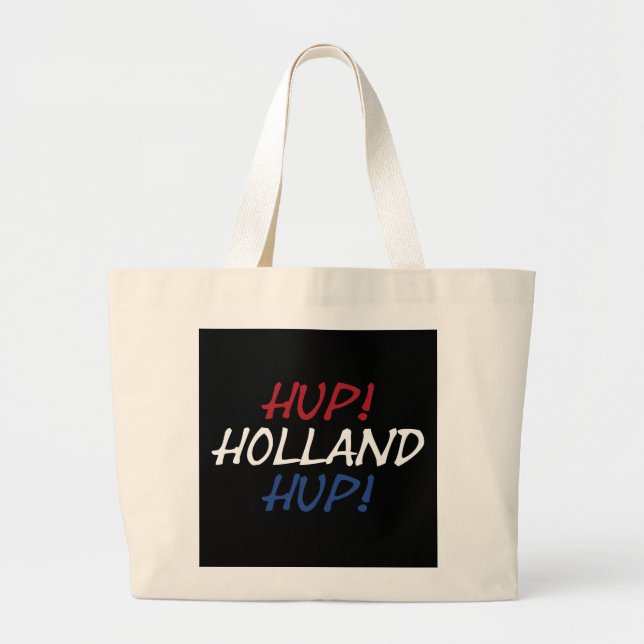 Bolsa Tote Grande Hup Holland Hup sobreposta na NLD Flag no bk jtcnt (Frente)