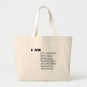 Bolsa Tote Grande "I AM" Empowerment Cote Tote Bag reutilizável - Mi