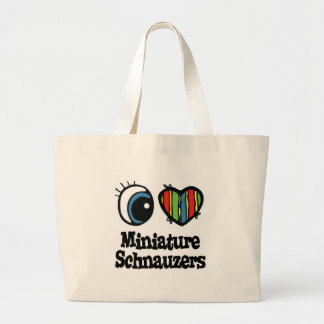 Bolsa Tote Grande I Love (Heart) Minature Schnauzers